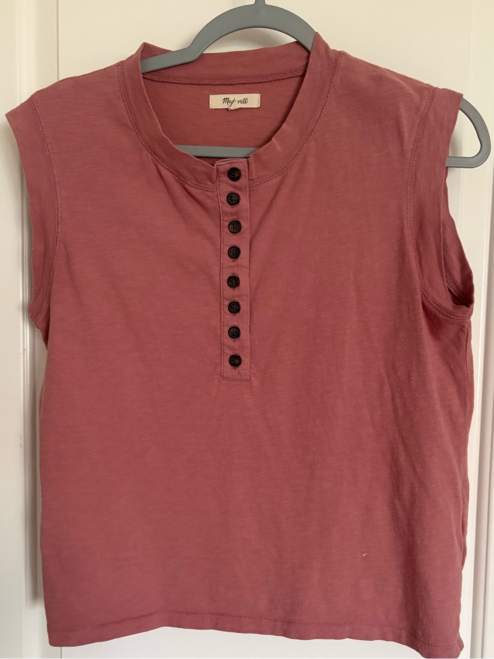 Madewell Sleeveless Henley Tank in Dusty Rose